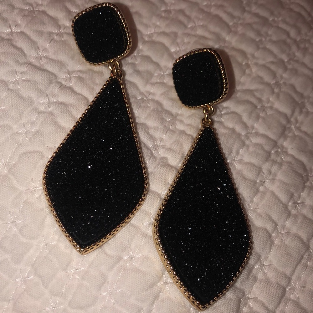 Large Gold and Black Earrings